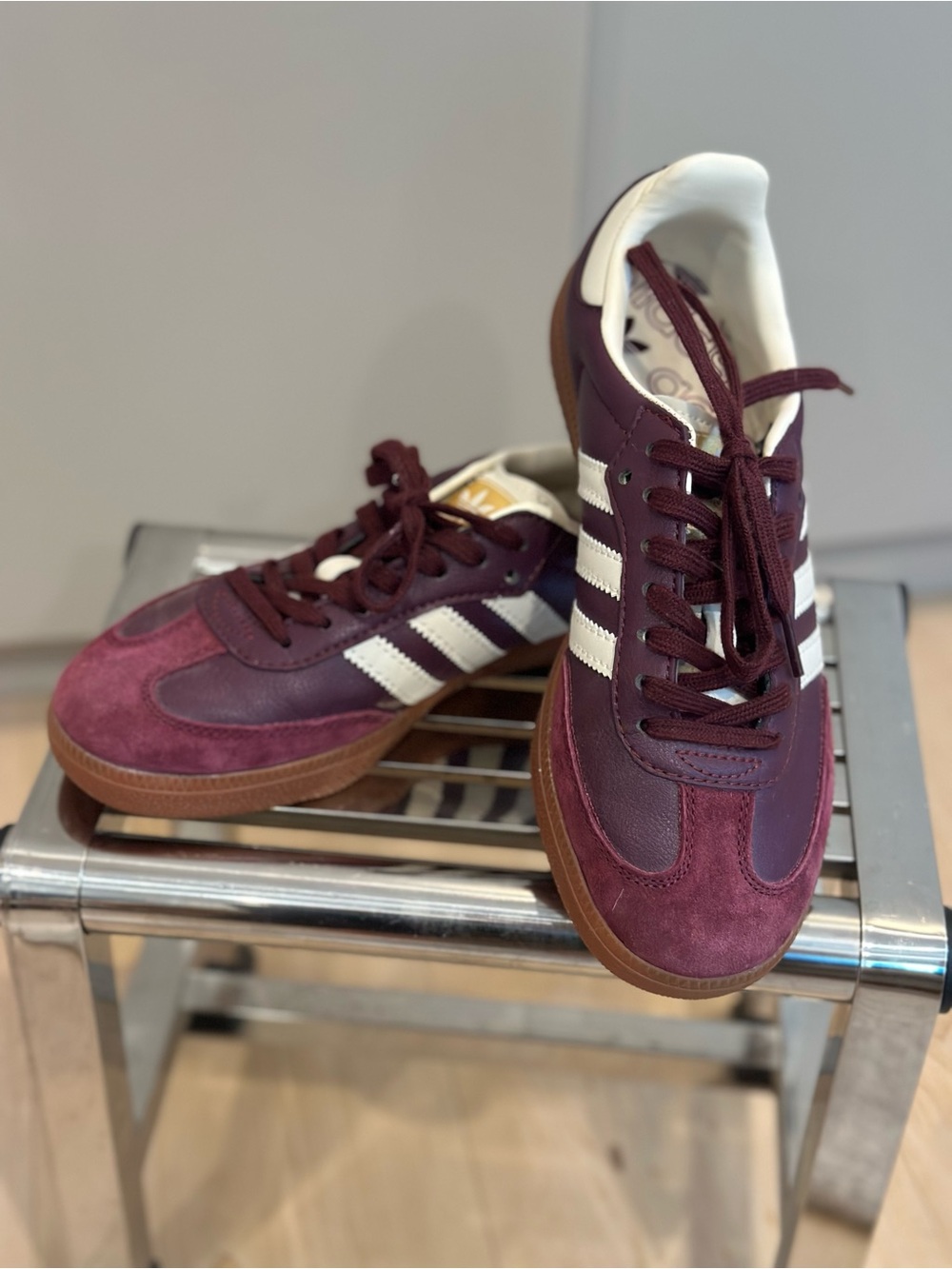 adidas Women's Maroon and White Classic Samba Sneakers